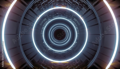 Fototapeta Naklejka Na Ścianę i Meble -  abstract background of a circle, Abstract background, tunnel of glowing arcs. 3D render, 3d render, flight inside tunnel