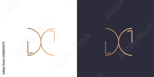 Letter l and x logo monogram, minimal style identity initial logo mark. Golden gradient vector emblem logotype for business cards initials.