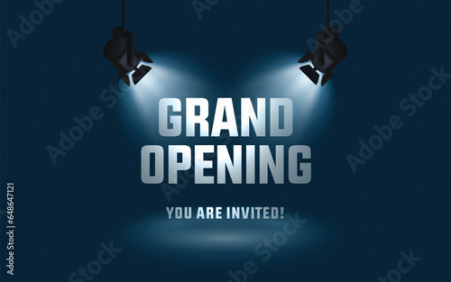 Grand opening in stage spotlight on dark background vector scene illuminated spotlight