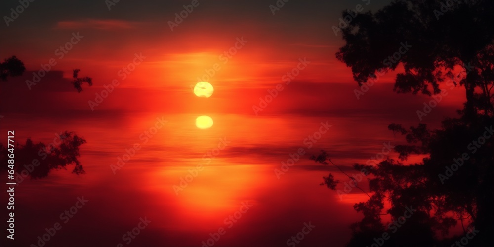 Vibrant sunlight with orange red sky during twilight hours of morning sunrise and evening sunset ,