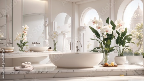 "Serenity in Design: A Stylish Showcase of Modern Elegance in the White Bathroom"