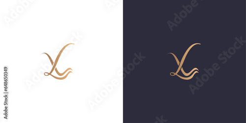 Letter l and x logo monogram, minimal style identity initial logo mark. Golden gradient vector emblem logotype for business cards initials. photo