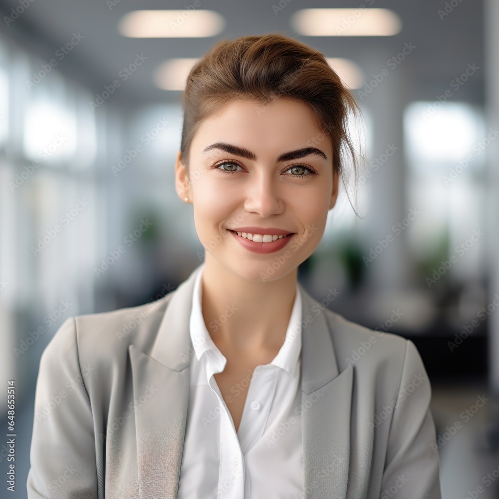 business businesswoman office young girl head shot woman portrait corporate manager white businessperson created using generative ai technology