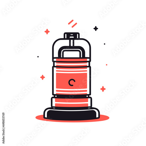 Strobe light vector icon in minimalistic, black and red line work, japan web