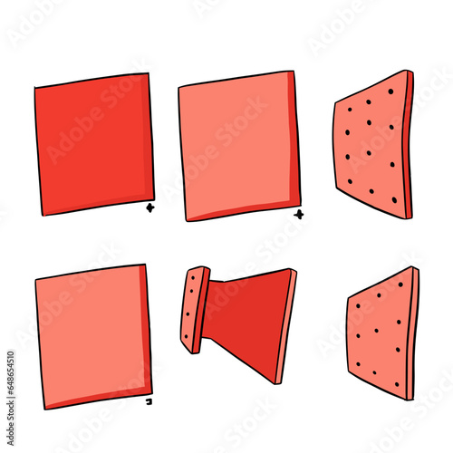 Acoustic treatment panels set of vector icons in minimalistic, black and red line work, japan web, icons pack