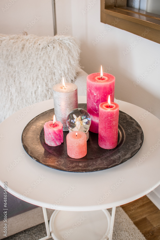 Pink candles home decor interior design