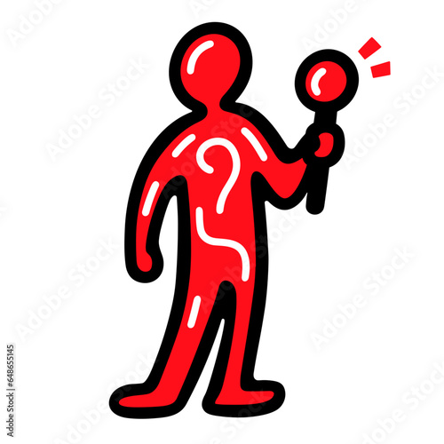 Art auctioneer vector icon in minimalistic, black and red line work, japan web
