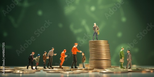 Mini Figures Standing Beside a Euro Coin, Symbolizing the Complex Issues of Financial Disaster, Injustice, Poverty, Wealth, and the Pursuit of Financial Independence Amidst Economic Disparities