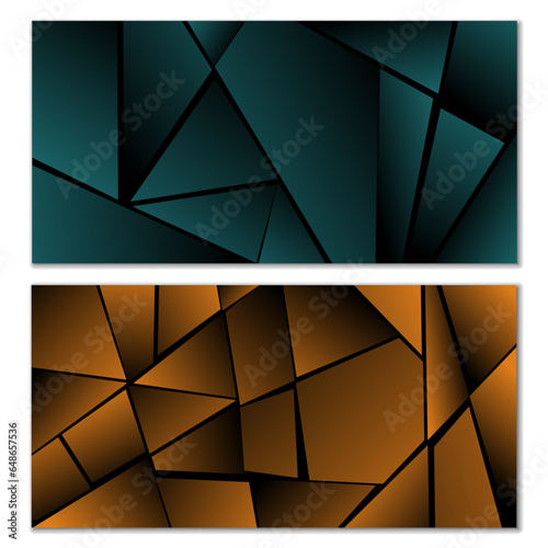 Abstract polygonal pattern. Set of two dark gradient polygonal backgrounds. Background design, cover, postcard, banner, wallpaper