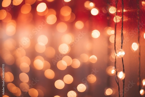Christmas Lights on Vibrant, Bokeh Backdrop, Background with Copy Space for Display or Mockup