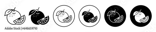 orange icon. Vitamin c rich citrus fruit symbol. Half cut lemon slice vector.