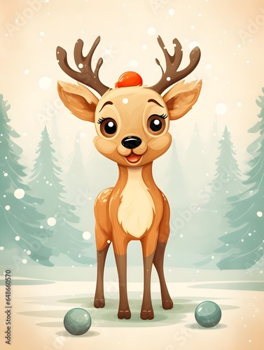christmas card with reindeer © toomi123