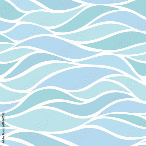 Seamless abstract blue background. Vector blue waves patern