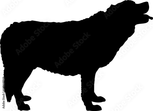 Dog silhouette sign vector illustration. Black dog or wolf shape over white background. Protection concept. Vet clinics logo conceptual illustration