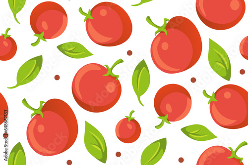Harvest seamless Pattern. Tomato vector flat illustration.
