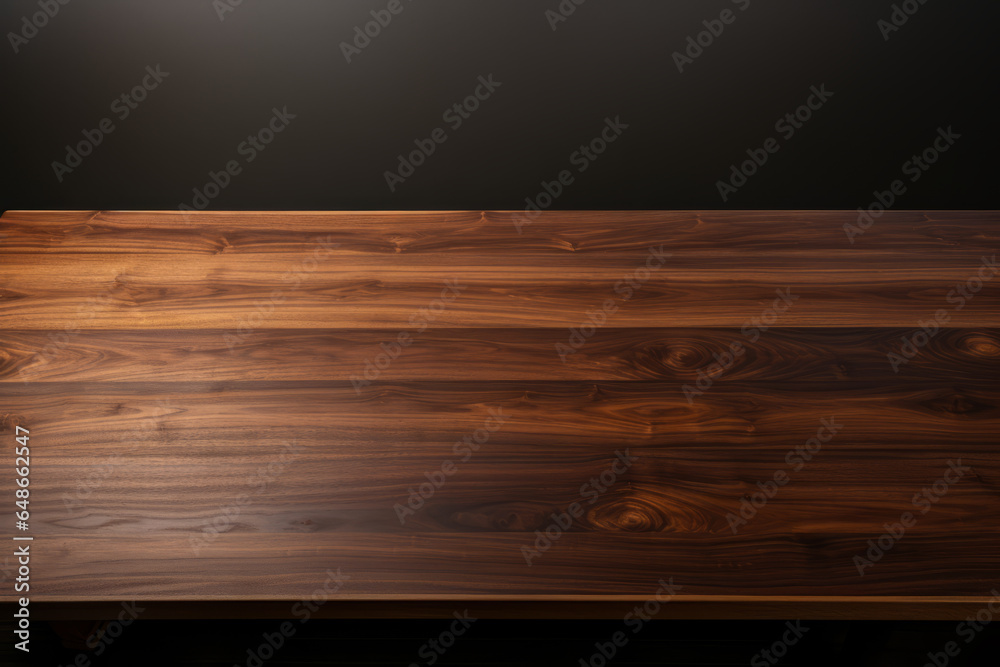 A wooden bench in front a dark background A wooden bench in front a dark background
