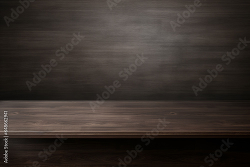 A wooden bench in front a dark background © Suplim