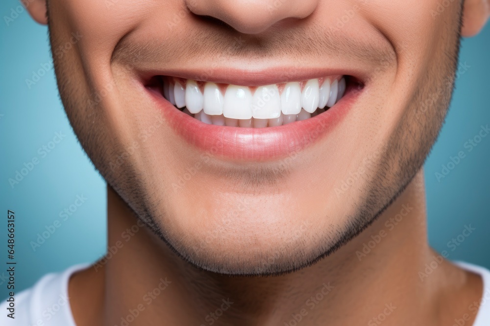 A man with a bright, confident smile showing off his teeth created with Generative AI technology