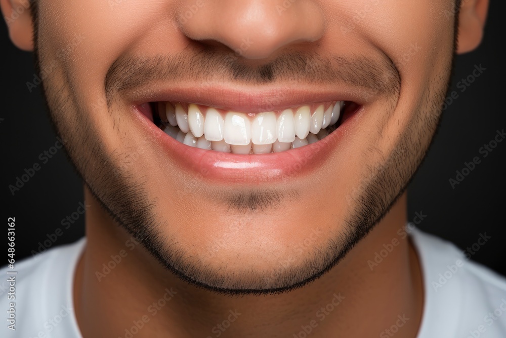 A man with a bright, confident smile showing off his teeth created with Generative AI technology