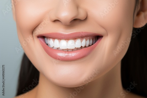 A woman with a beautiful smile showcasing her white teeth created with Generative AI technology