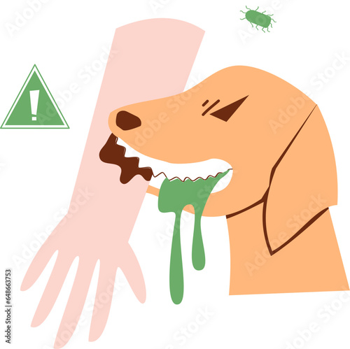World rabies day Illustration, rabies dog clipart, sick dog, dog bite, rabies virus
