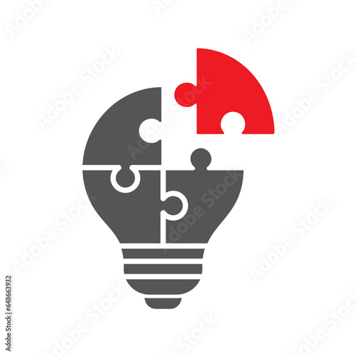 Light bulb made of puzzle pieces as idea concept. Flat style illustration. EPS 10