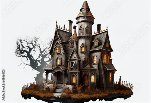 Creepy haunted house. AI Generated