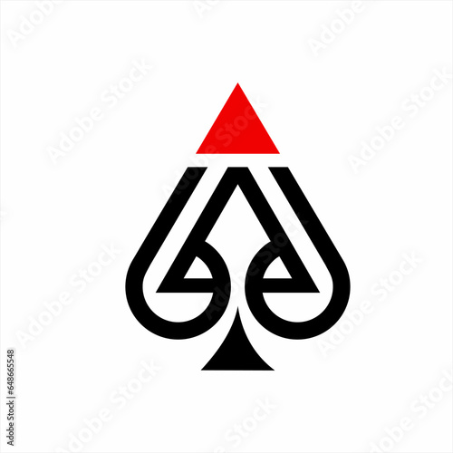 Line art style ace of spade logo design with triangle and spear in negative space.