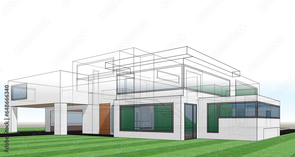 House building sketch 3d rendering House building sketch 3d rendering