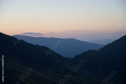 sunrise in the mountains, Mesteacanu Peak, Fagaras Mountains, Romania 