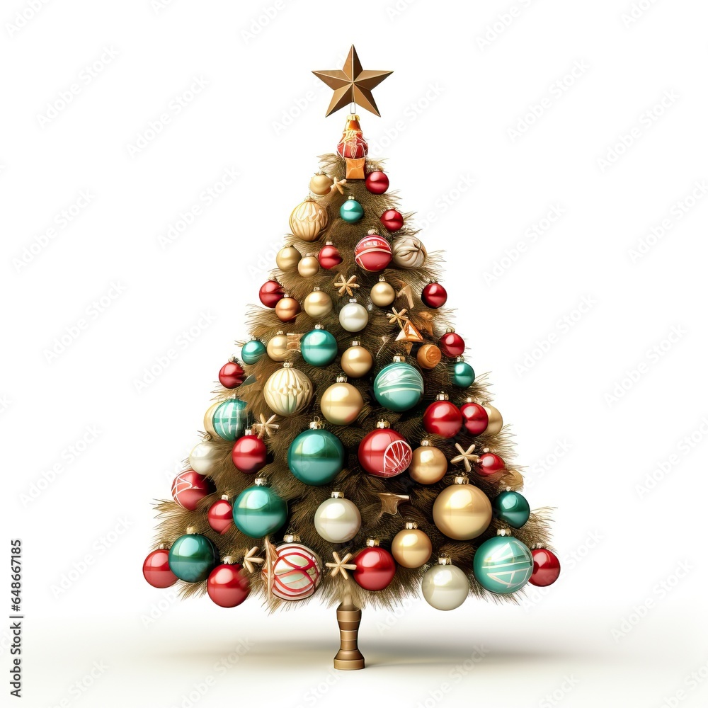 Christmas tree retro style white background high quality ai generated image Christmas tree retro style white background high quality ai generated image