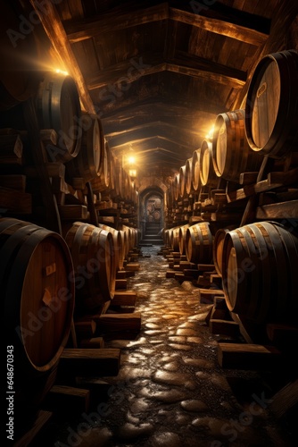 Subterranean Treasures: Vintage Wine Cellar - AI Generated