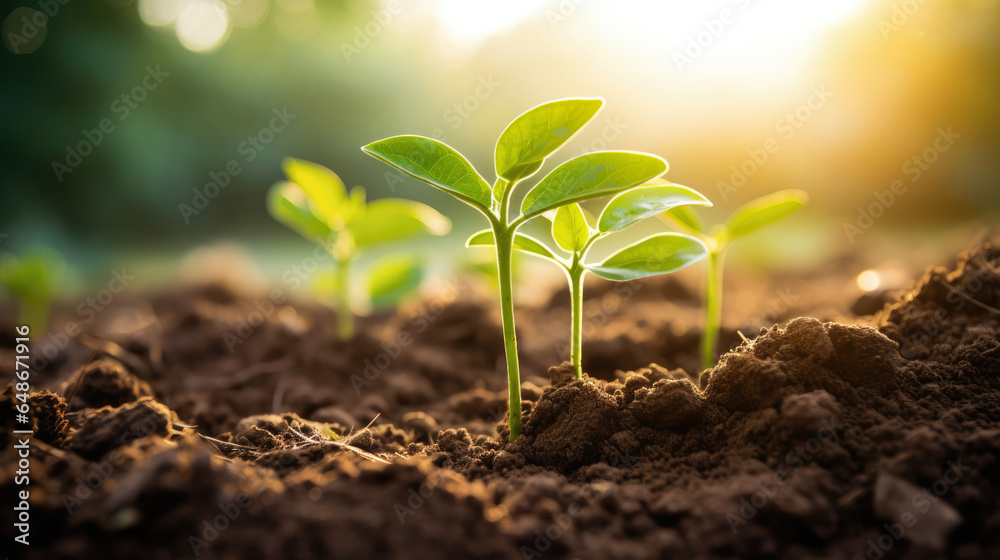 Fragile sprout in a field reaches for the sun. Barley or wheat sprouts sprouted in the soil. Agriculture concept. Selective focus. Fragile sprout in a field reaches for the sun. Barley or wheat sprouts sprouted in the soil. Agriculture concept. Selective focus.