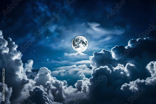 full moon over the clouds. AI Generative