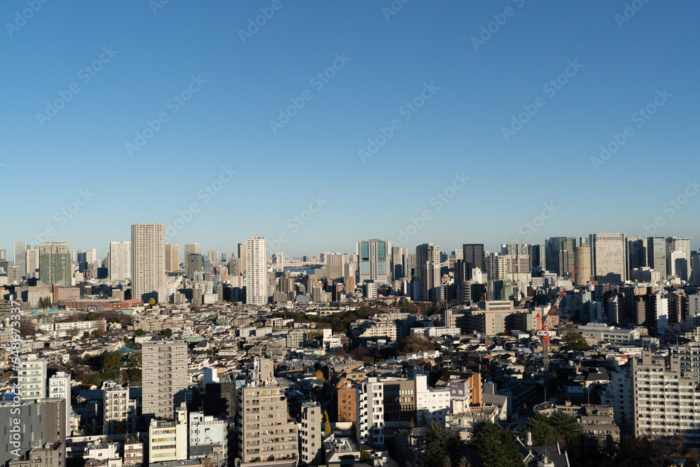 city skyline in tokyo