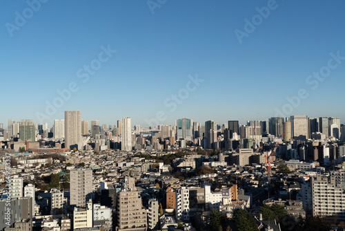 city skyline in tokyo