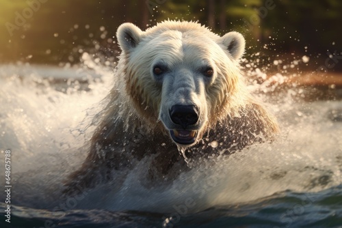 Polar bear in its natural habitat  swimming