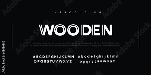 Wooden, abstract technology alphabet with colorful tech font. digital space typography vector illustration design
