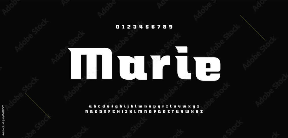 Obraz premium Marie uppercase abstract simple alphabet medieval minimal typography for music wedding invitation