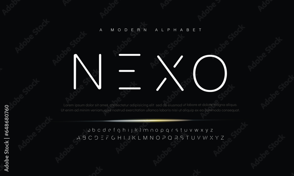 Nexo Modern abstract digital alphabet colorful font minimal technology typography creative urban. vector illustration - obrazy, fototapety, plakaty 