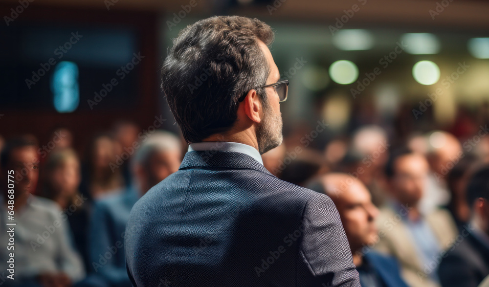 Fototapeta premium Businessman listening to a speaker