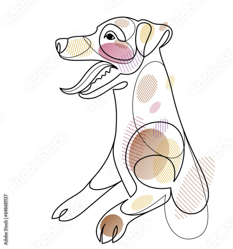 Funny dog linear vector ill...