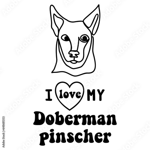 Doberman pincher Line art vector illustration