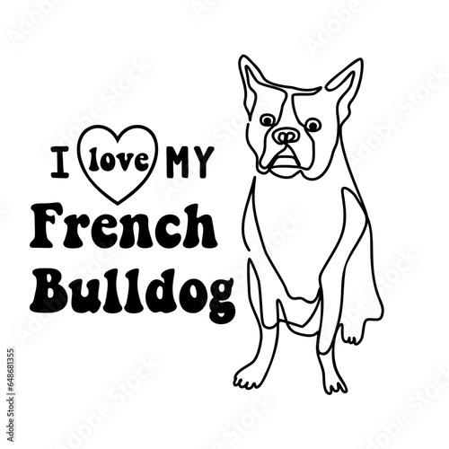 Love bulldog Line art vector illustration