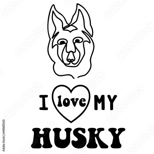Husky Line art vector illustration photo