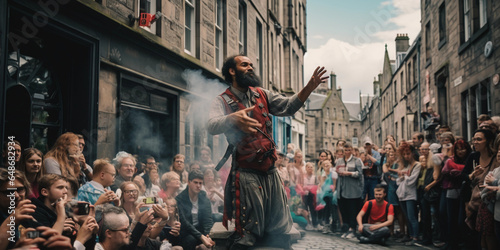 Edinburgh Festival Fringe, street performers, eclectic crowds, Royal Mile architecture