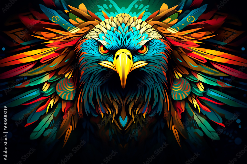 Fototapeta premium Illustration of an eagle in flat and vibrant colours