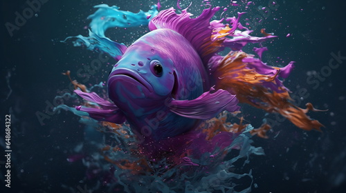 Dark Purple Paint Splatter Fish