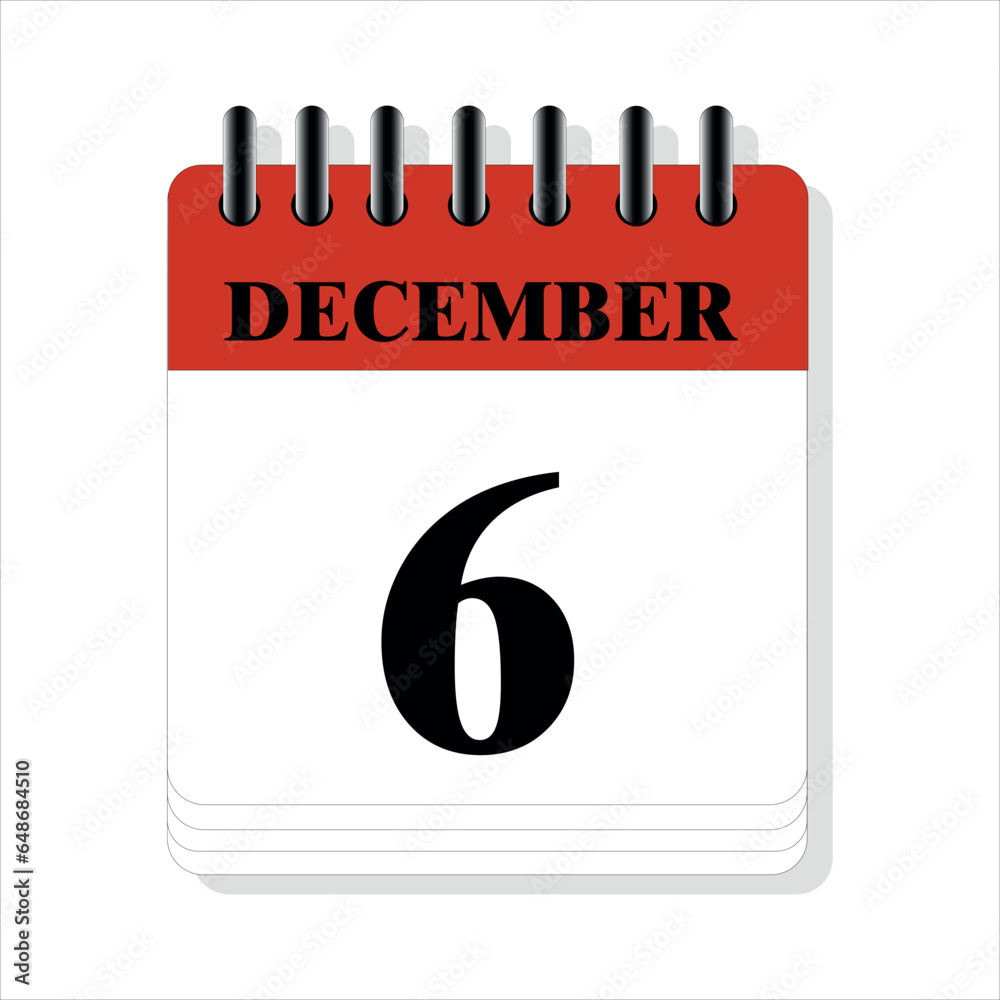 December 6 calendar date design