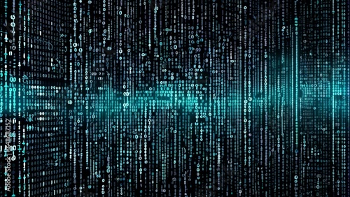 Digital binary code matrix background - 3D rendering of a scientific technology data binary code net